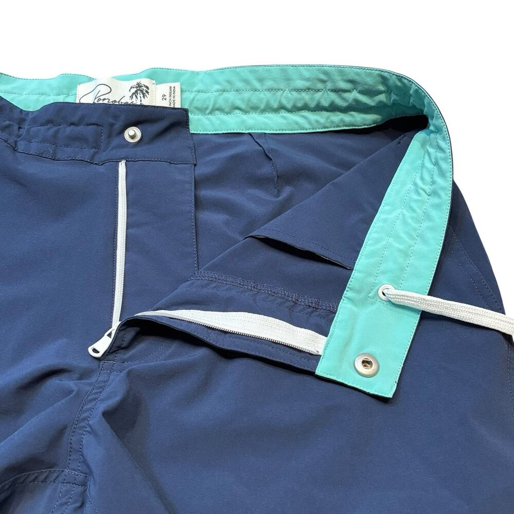 Bonobos Blue Board Shorts Riviera Unlined Drawstring Snap & Zipper Closure 29x7 - Picture 4 of 5